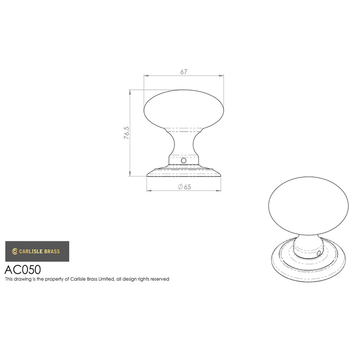 Ice Large Mortice Knob - 65MM