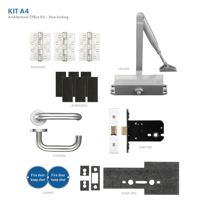 Fire Door Pack - FDP-A4-60 -  Office kit – Non Locking - Architectural Version