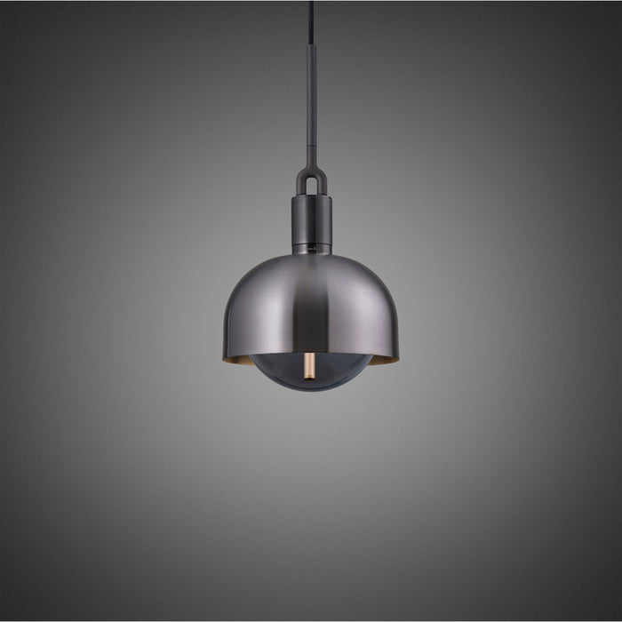 Forked Pendent Smoked Globe and Shade Medium