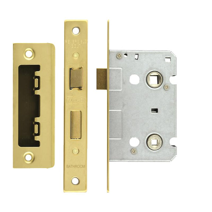 Mortice Bathroom Lock, 64mm - 57mm Centres, Square