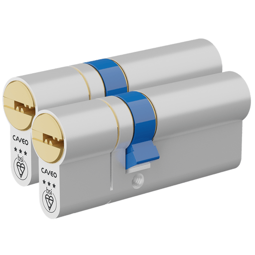 Aldridge Cylinders CAVEO TS007 3* Double Euro Dimple Cylinder Keyed Alike Pair - 75mm 30(Ext)/45