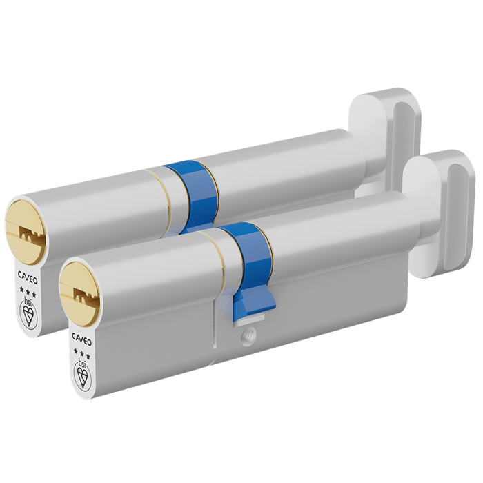 Aldridge Cylinders CAVEO TS007 3* Key & Turn Euro Dimple Cylinder Keyed Alike Pair - 100mm 45(Ext)/55