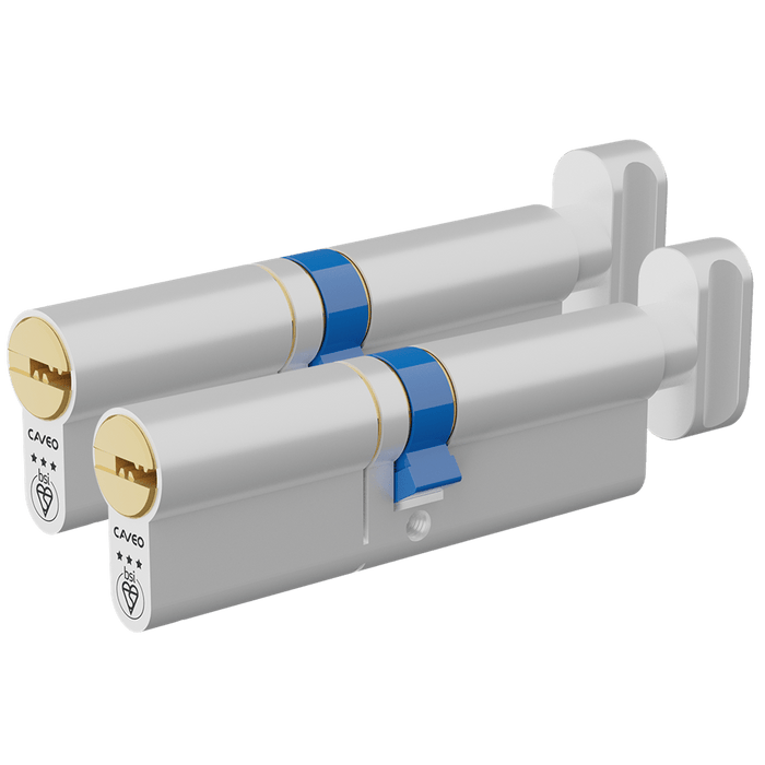 Aldridge Cylinders CAVEO TS007 3* Key & Turn Euro Dimple Cylinder Keyed Alike Pair - 100mm 50(Ext)/50