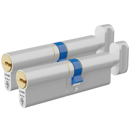 Aldridge Cylinders CAVEO TS007 3* Key & Turn Euro Dimple Cylinder Keyed Alike Pair - 100mm 55(Ext)/45