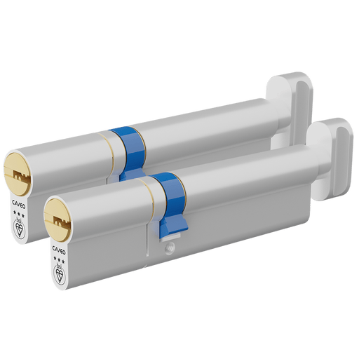 Aldridge Cylinders CAVEO TS007 3* Key & Turn Euro Dimple Cylinder Keyed Alike Pair - 120mm 45(Ext)/75