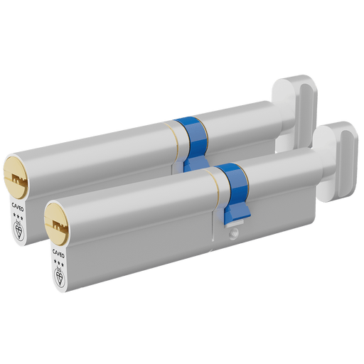 Aldridge Cylinders CAVEO TS007 3* Key & Turn Euro Dimple Cylinder Keyed Alike Pair - 120mm 75(Ext)/45