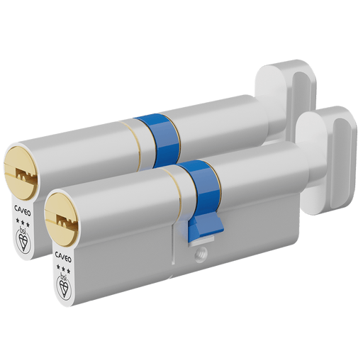 Aldridge Cylinders CAVEO TS007 3* Key & Turn Euro Dimple Cylinder Keyed Alike Pair - 85mm 45(Ext)/40