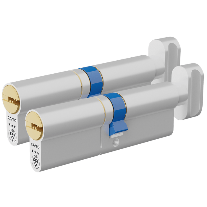 Aldridge Cylinders CAVEO TS007 3* Key & Turn Euro Dimple Cylinder Keyed Alike Pair - 95mm 50(Ext)/45