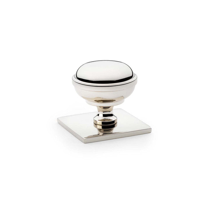 Alexander & Wilks Cupboard Knob Polished Nickel Alexander & Wilks Quantock Cupboard Knob on Square Backplate - 34mm