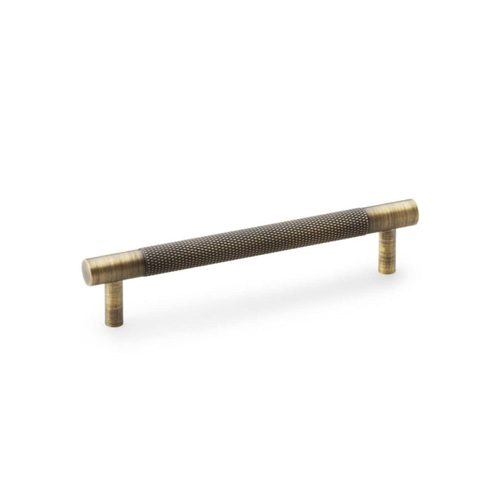 Alexander & Wilks Cupboard Handles Antique Brass AW - Brunel Knurled T-Bar Cupboard Handle -Centres 128mm