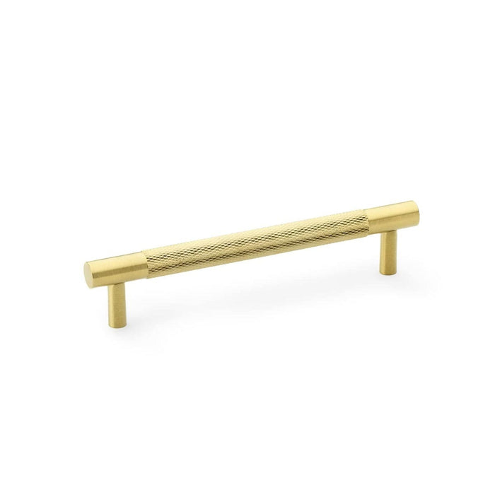 Alexander & Wilks Cupboard Handles Satin Brass AW - Brunel Knurled T-Bar Cupboard Handle -Centres 128mm