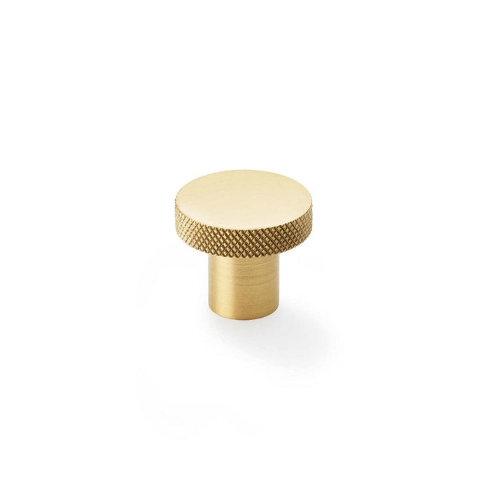 Alexander & Wilks Cupboard Knob Satin Brass AW Hanover Knurled Circular Cupboard Knob 30mm