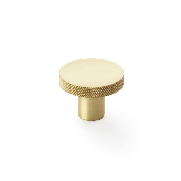 Alexander & Wilks Cupboard Knob Satin Brass AW Hanover Knurled Circular Cupboard Knob 38mm