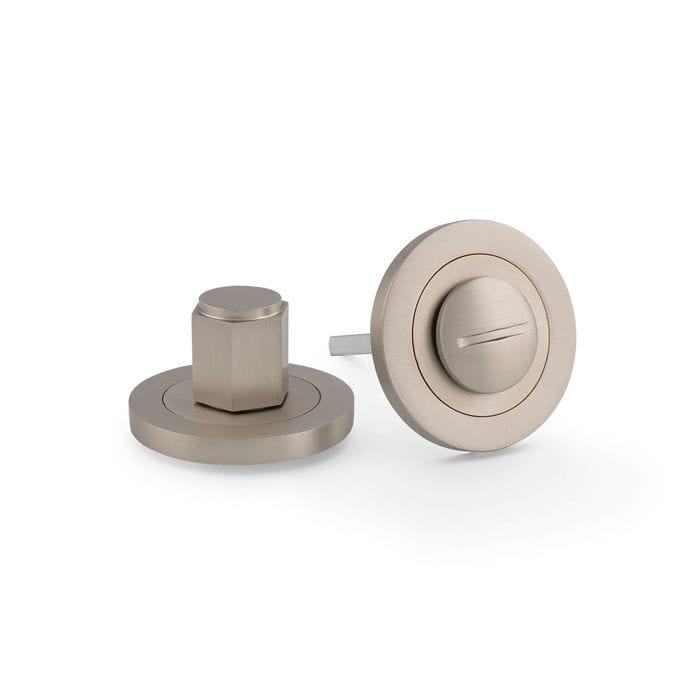 Alexander & Wilks Turn & Release Satin Nickel AW Hex Thumbturn and Release