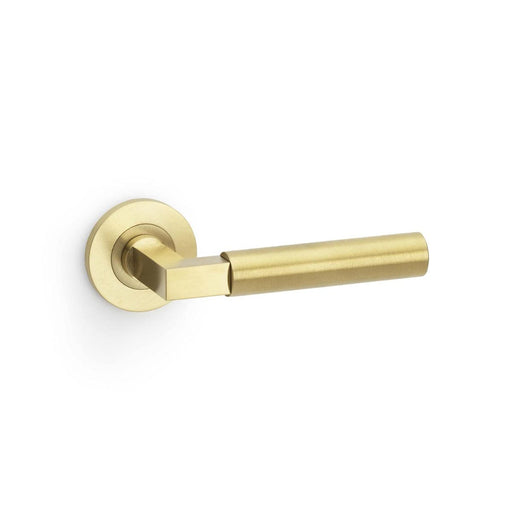 Alexander & Wilks Handles Satin Brass AW - Hurricane Plain Lever on Round Rose