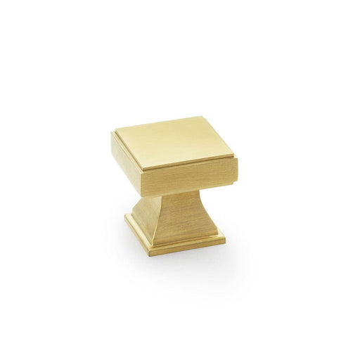 Alexander & Wilks Cupboard Knob Satin Brass AW - Jesper Square Cupboard Knob -30mm