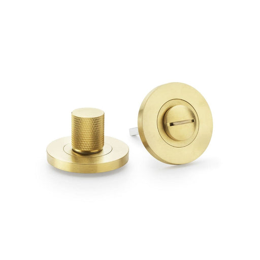 Alexander & Wilks Turn & Release Satin Brass AW Knurled Thumbturn and Release