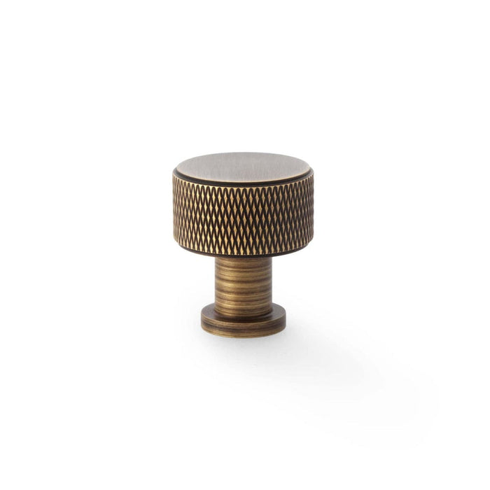 Alexander & Wilks Cupboard Knob Antique Brass AW -  Lucia Knurled Cupboard Knob - 29mm