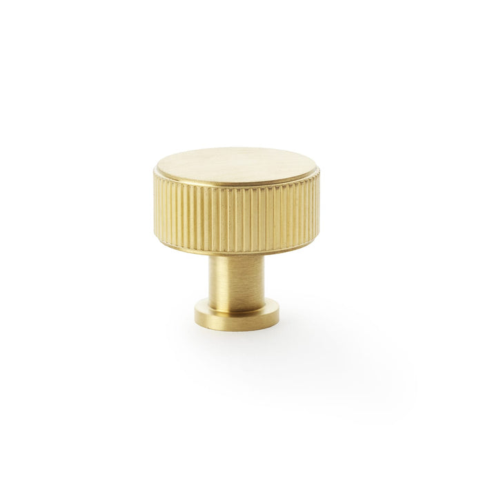 Alexander & Wilks Cupboard Knob Satin Brass PVD AW - Lucia Reeded Cupboard Knob -35mm