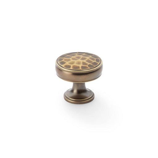 Alexander & Wilks Cupboard Knob Antique Brass AW LYND HAMMERED CUPBOARD KNOB 32MM DIA.