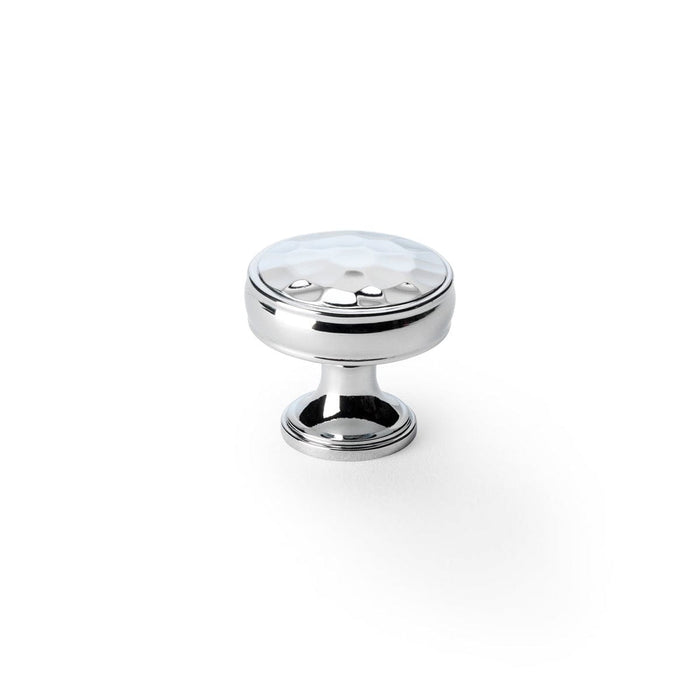 Alexander & Wilks Cupboard Knob Polished Chrome AW LYND HAMMERED CUPBOARD KNOB 32MM DIA.