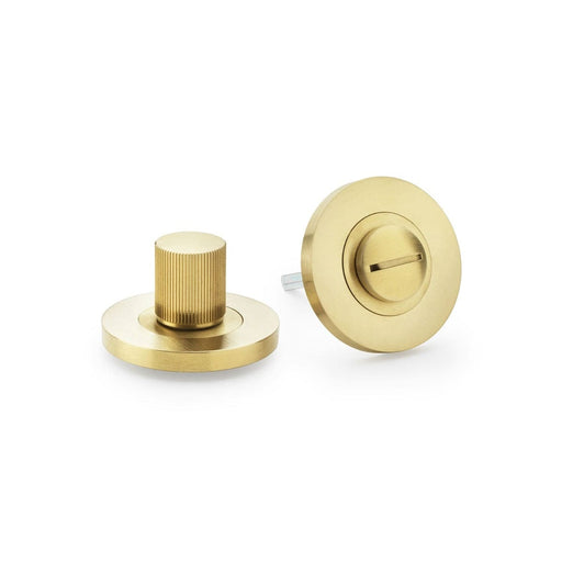 Alexander & Wilks Turn & Release Satin Brass AW Reeded Thumbturn and Release