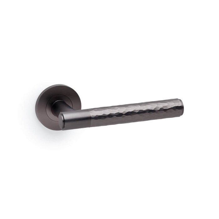 Alexander & Wilks Handles Dark Bronze AW - Spitfire Hammered Lever on Round Rose