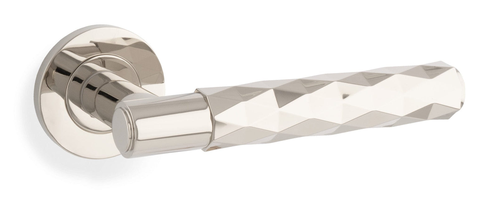 Alexander & Wilks Handles Polished Nickel AW SPITFIRE LEVER DIAMOND CUT ON 50X6MM ROSE