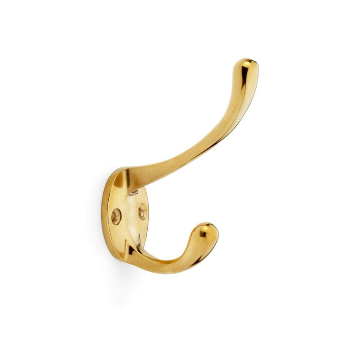 Alexander & Wilks Coat & Hat Hooks Polished Brass Unlaquered AW Victorian Hat and Coat Hook