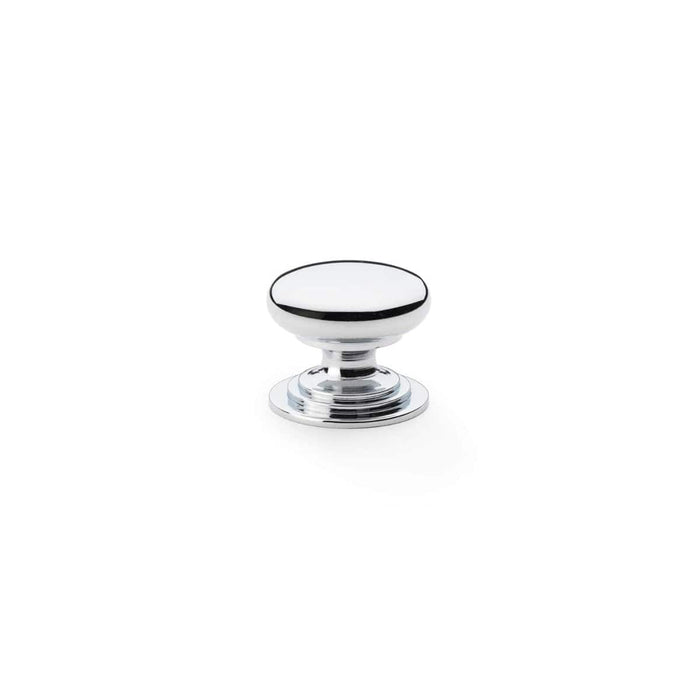 Alexander & Wilks Cupboard Knob Polished Chrome / 25mm AW - Waltz Round Cupboard Knob on Stepped Rose