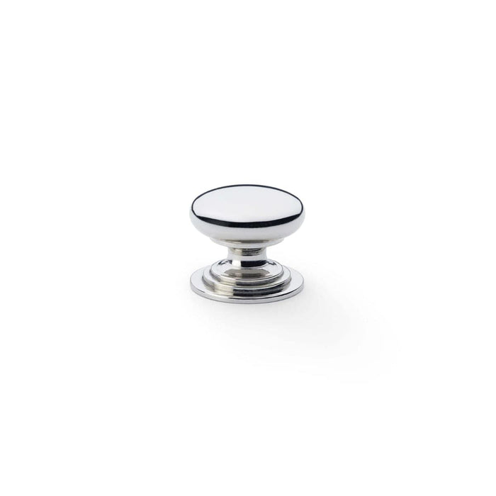 Alexander & Wilks Cupboard Knob Polished Nickel / 25mm AW - Waltz Round Cupboard Knob on Stepped Rose