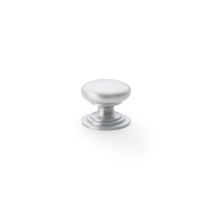 Alexander & Wilks Cupboard Knob Satin Chrome / 25mm AW - Waltz Round Cupboard Knob on Stepped Rose