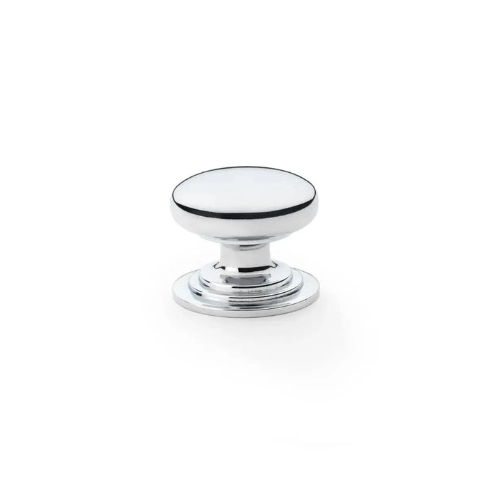 Alexander & Wilks Cupboard Knob Polished Chrome / 32mm AW - Waltz Round Cupboard Knob on Stepped Rose