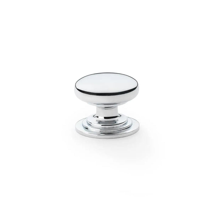 Alexander & Wilks Cupboard Knob Polished Chrome / 32mm AW - Waltz Round Cupboard Knob on Stepped Rose