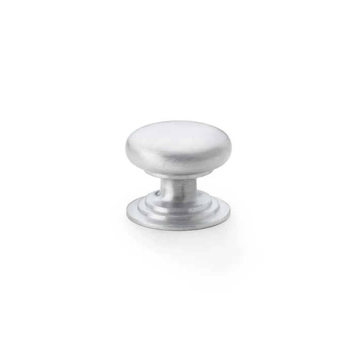 Alexander & Wilks Cupboard Knob Satin Chrome / 32mm AW - Waltz Round Cupboard Knob on Stepped Rose