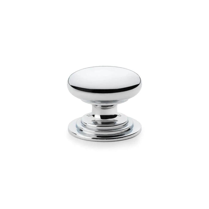 Alexander & Wilks Cupboard Knob Polished Chrome / 38mm AW - Waltz Round Cupboard Knob on Stepped Rose