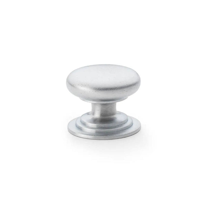 Alexander & Wilks Cupboard Knob Satin Chrome / 38mm AW - Waltz Round Cupboard Knob on Stepped Rose