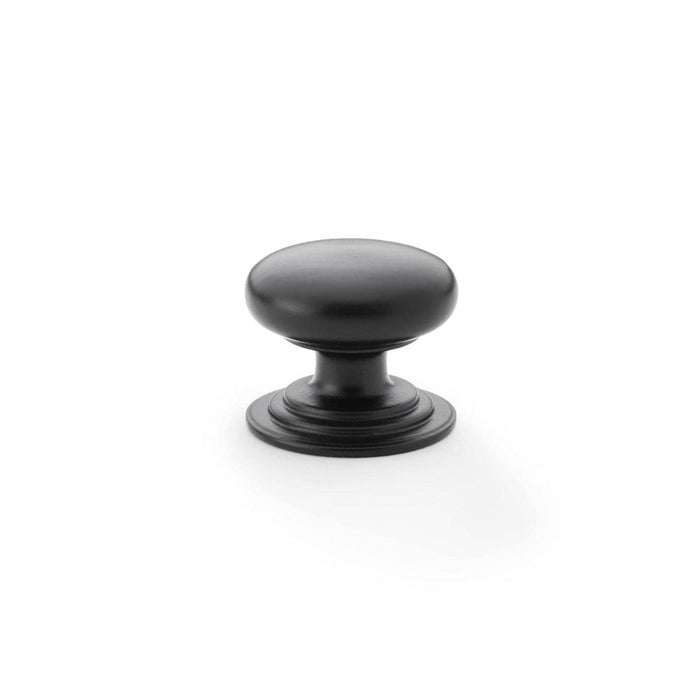 Alexander & Wilks Cupboard Knob Black AW - Waltz Round Cupboard Knob on Stepped Rose -Knob 32mm