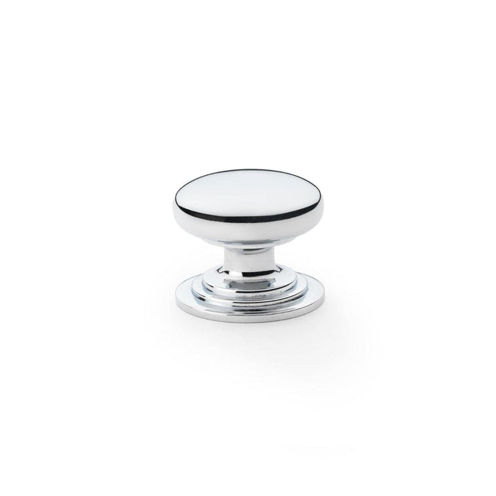 Alexander & Wilks Cupboard Knob Polished Chrome AW - Waltz Round Cupboard Knob on Stepped Rose -Knob 32mm