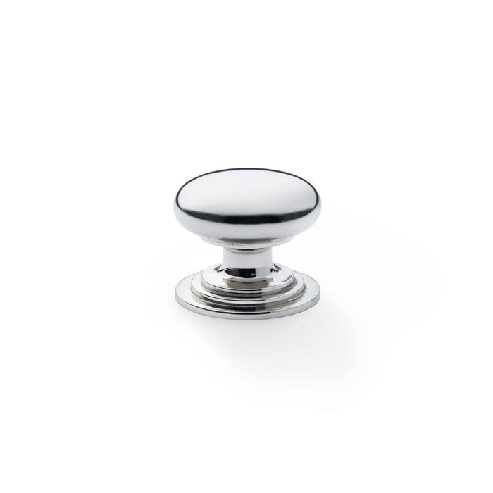 Alexander & Wilks Cupboard Knob Polished Nickel AW - Waltz Round Cupboard Knob on Stepped Rose -Knob 32mm