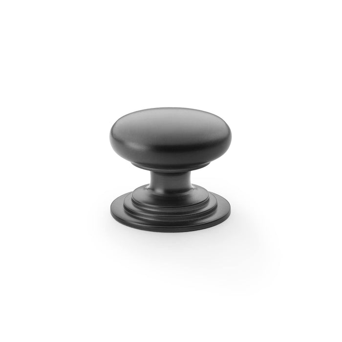 Alexander & Wilks Cupboard Knob Black AW - Waltz Round Cupboard Knob on Stepped Rose - Knob 38mm