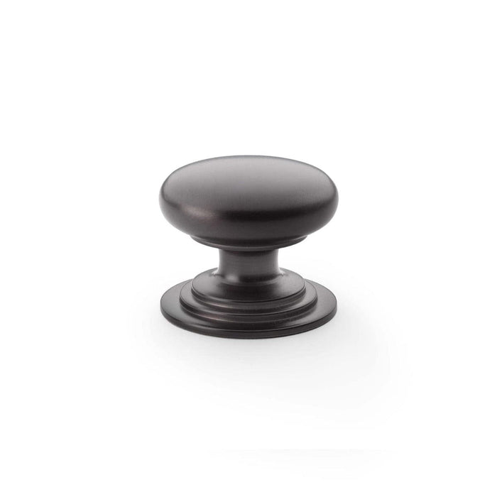 Alexander & Wilks Cupboard Knob Dark Bronze AW - Waltz Round Cupboard Knob on Stepped Rose - Knob 38mm