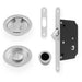 Alexander & Wilks Turn & Release Satin Chrome Radius Sliding Door Lock Set