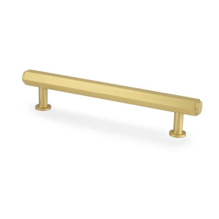 Alexander & Wilks Pull Handles Satin Brass / 128mm VESPER HEX T-BAR CABINET PULL