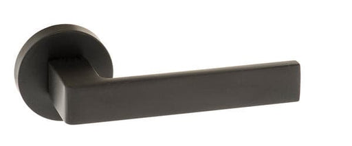 Atlantic Handles Matt Black Forme Asti Designer Lever on Minimal Round Rose