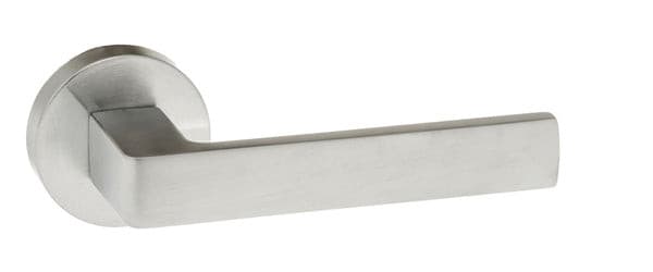 Atlantic Handles Satin Chrome Forme Asti Designer Lever on Minimal Round Rose