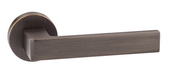 Atlantic Handles Urban Bronze Forme Asti Designer Lever on Minimal Round Rose