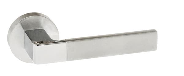 Atlantic Handles Satin Chrome/Polished Chrome Forme Asti Designer Lever on Minimal Round Rose