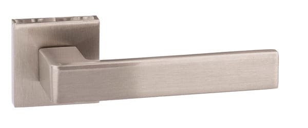 Atlantic Handles Satin Nickel Forme Asti Designer Lever on Minimal Square Rose