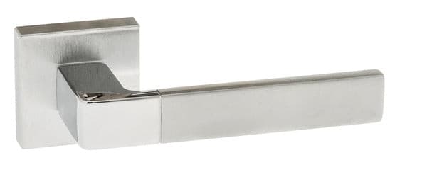 Atlantic Handles Satin Chrome/Polished Chrome Forme Asti Designer Lever on Minimal Square Rose